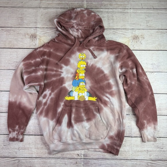 The Simpsons Tops - The Simpsons Tie Dye Hoodie Size Small Stacked Family Graphic Sweatshirt READ